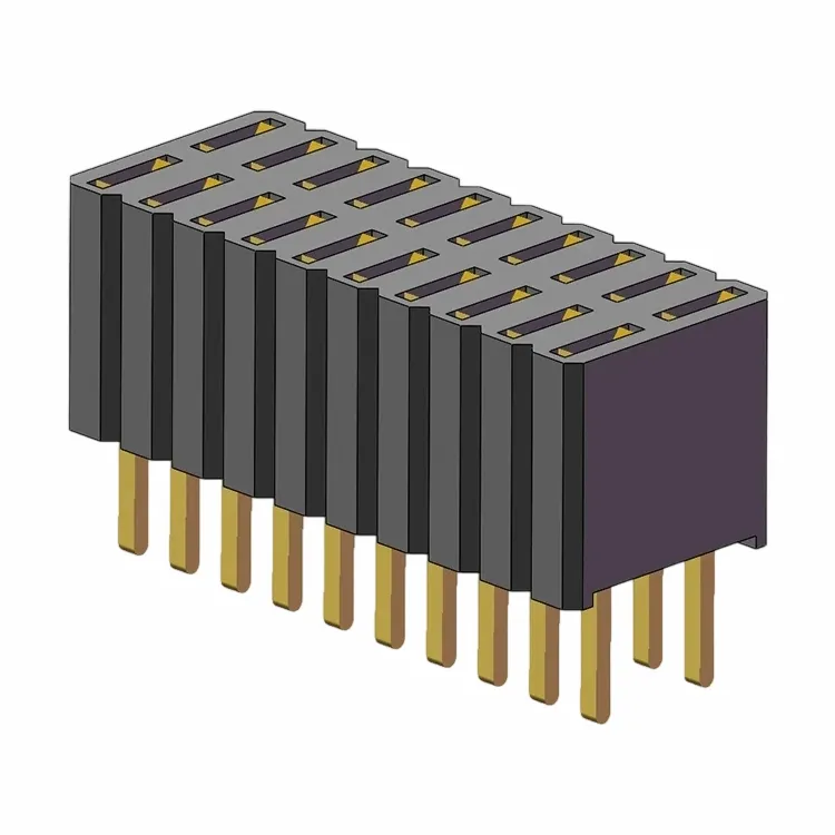 1,27x2,54mm sieviešu galvenes dubultā rinda 180 grādu kritums